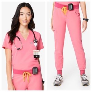 FIGS Scrubs Neon Pink Catarina and Zamora Set